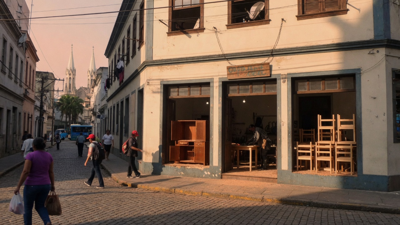 Fachada da oficina na Praça da Sé, vista da rua